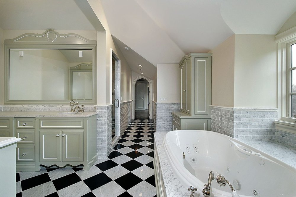 White bathroom natural stone floor