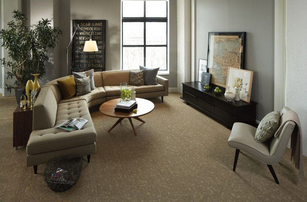 living room with carpet