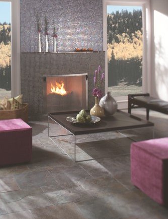 Stone fireplace